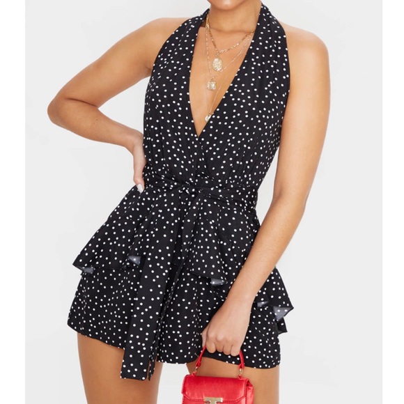 PrettyLittleThing Pants - Pretty Little Thing Polka Dot Playsuit